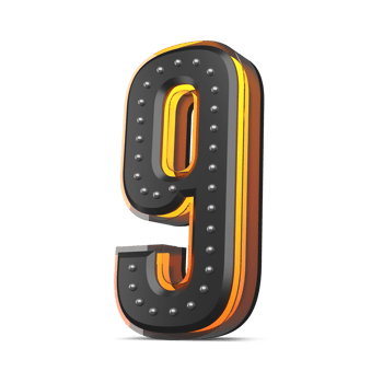 3D number with pin decoration and neon light effect, 3d rendering png