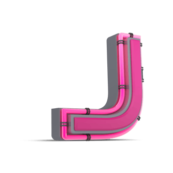 3D pink alphabet with neon light, 3d rendering png