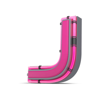 3D pink alphabet with neon light, 3d rendering png