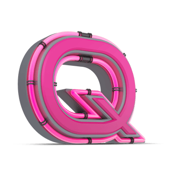 3D pink alphabet with neon light, 3d rendering png