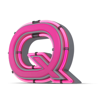3D pink alphabet with neon light, 3d rendering png