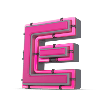3D pink alphabet with neon light, 3d rendering png