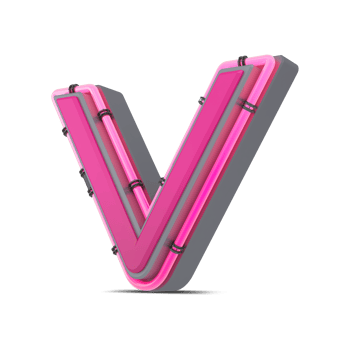 3D pink alphabet with neon light, 3d rendering png