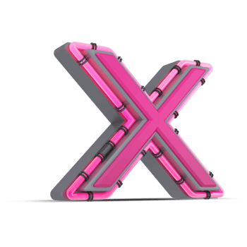 3D pink alphabet with neon light, 3d rendering png