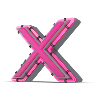 3D pink alphabet with neon light, 3d rendering png