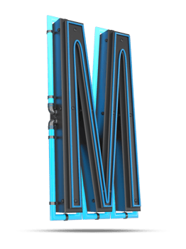 3D Alphabet with blue neon light effect, 3d rendering png