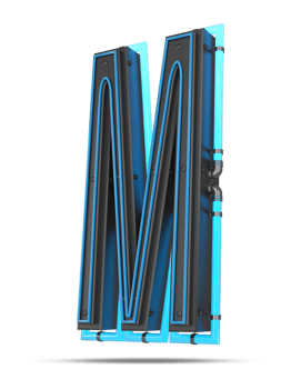 3D Alphabet with blue neon light effect, 3d rendering png