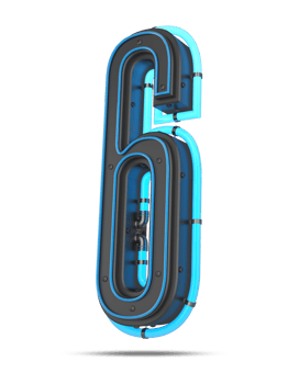 3D Number with blue neon light effect, 3d rendering png