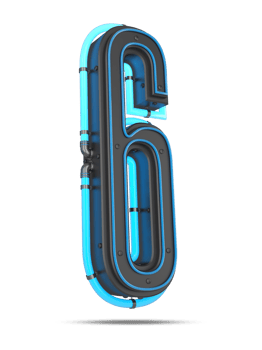 3D Number with blue neon light effect, 3d rendering png