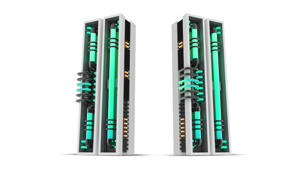 3D Alphabet with green neon light effect, 3d rendering png