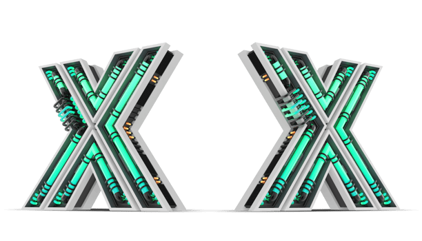 3D Alphabet with green neon light effect, 3d rendering png