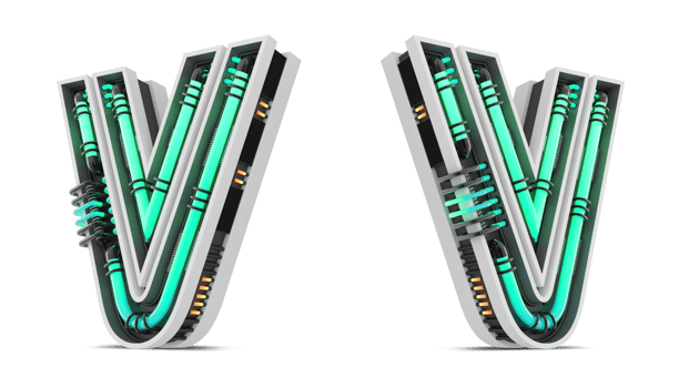 3D Alphabet with green neon light effect, 3d rendering png