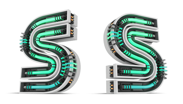 3D Alphabet with green neon light effect, 3d rendering png