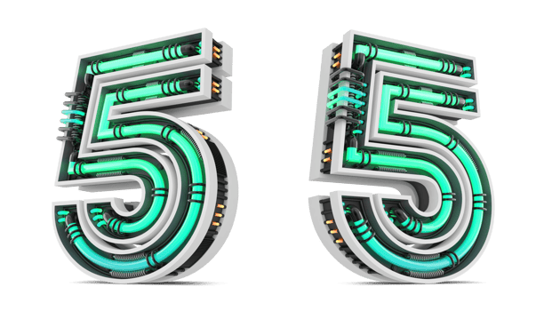 3D Number with green neon light effect, 3d rendering png