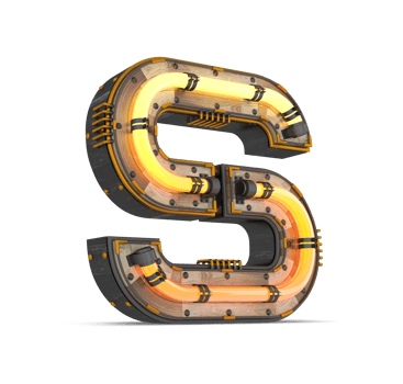 3D wooden alphabet with neon light effect, 3d rendering png