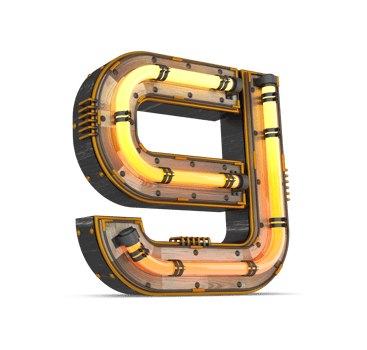 3D wooden number with neon light effect, 3d rendering png