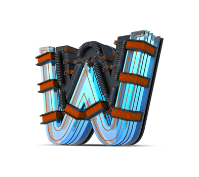 3D Alphabet blue neon light with Copper wire, 3d rendering png