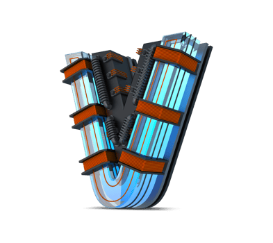 3D Alphabet blue neon light with Copper wire, 3d rendering png