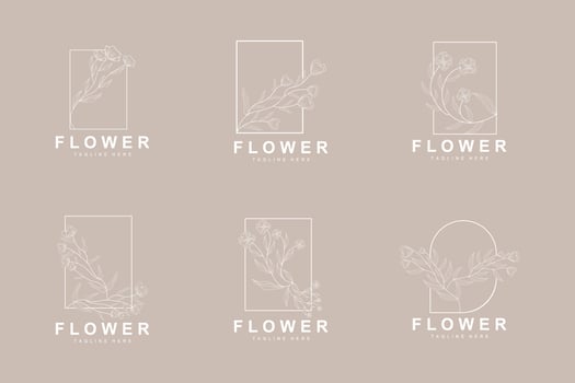 Floral Logo, Leaves And Flowers Botanical Garden Vector, Floral Design Of Life vector