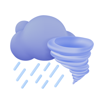 3D weather forecast icons Thunderstorms and whirlwinds Stormy weather. 3d illustration png