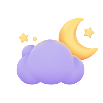 3D weather forecast icons Night with moon and clouds on a rainy day. 3d illustration png
