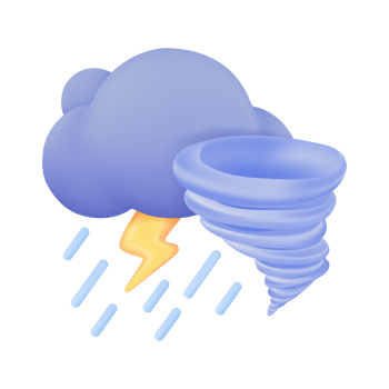 3D weather forecast icons Thunderstorms and whirlwinds Stormy weather. 3d illustration png
