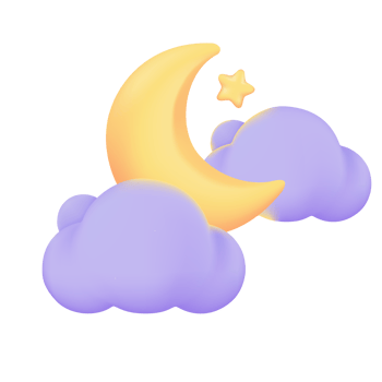 3D weather forecast icons Night with moon and clouds on a rainy day. 3d illustration png