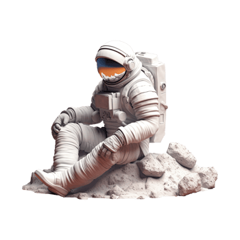 3D Astronaut character in space on transparent background. png