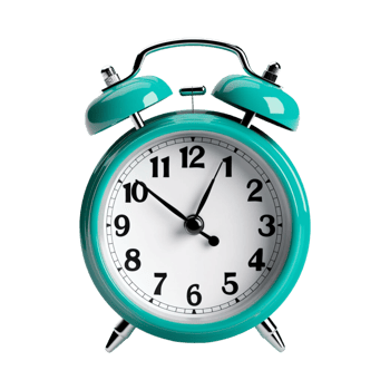 Cyan alarm clock on a transparent background. png