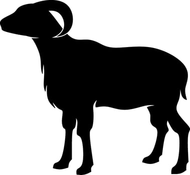 Ram icon vector illustration. Silhouette ram sheep icon for livestock, food, animal and eid al adha event. Graphic resource for qurban design in islam and muslim culture