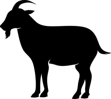 Goat icon vector illustration. Silhouette goat icon for livestock, food, animal and eid al adha event. Graphic resource for qurban design in islam and muslim culture
