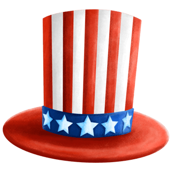 Uncle Sam USA Hat. Patriotic hat accessory png