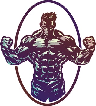 Body builder athlete flexing pose gym and fitness logo vector