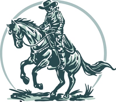 A vintage cool cowboy riding a horse vector