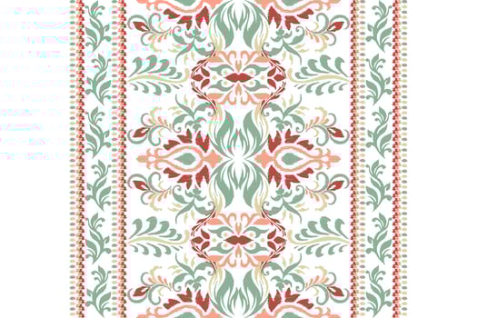 Ikat floral paisley embroidery on white background.Ikat ethnic oriental pattern traditional.Aztec style abstract vector illustration.design for texture,fabric,clothing,wrapping,decoration,sarong,scarf