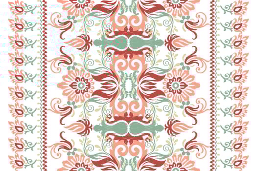 Ikat floral paisley embroidery on white background.Ikat ethnic oriental pattern traditional.Aztec style abstract vector illustration.design for texture,fabric,clothing,wrapping,decoration,sarong,scarf