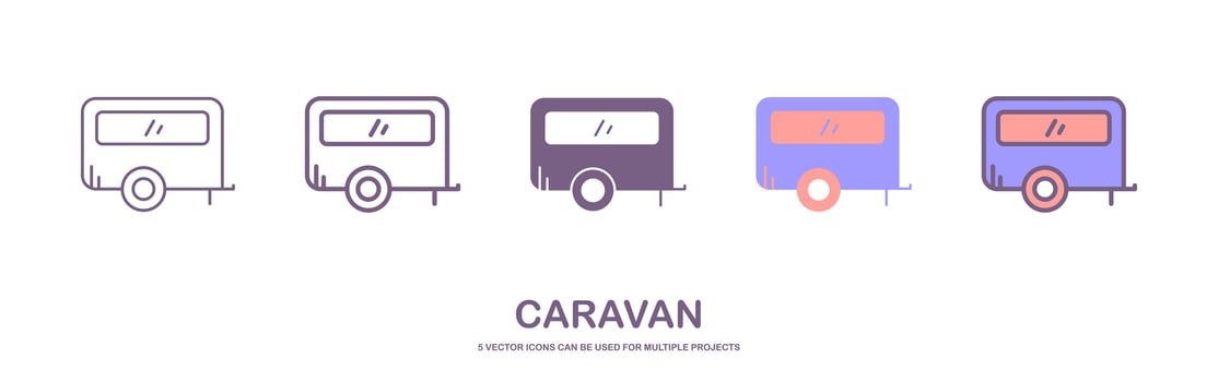 Rv cars logo icons set. caravan icon vector illustration. Outline set of rv cars logo vector icons for web design isolated on white background.
