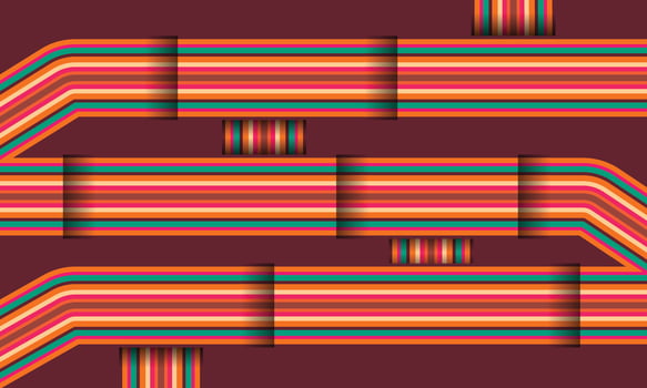 Colorful retro lines ornament background template copy space. Vintage stripes backdrop design for poster, landing page, banner, leaflet, pamphlet, cover, flyer, or magazine. vector