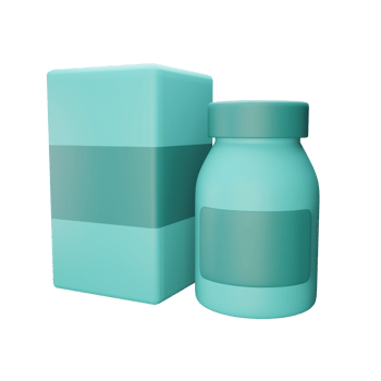 Monochrome icon of medicine bottle with box on side png