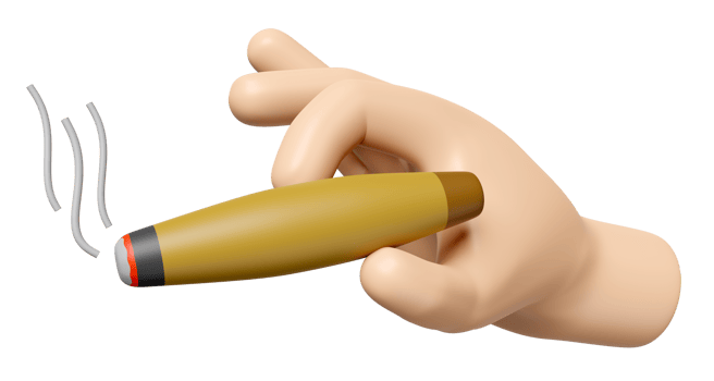 3d hand holding cigar with smoking isolated. 3d render illustration png