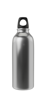 Metallic water bottle 3d render. Isolated metallic bottle mockup png