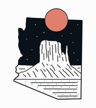 Monument Valley desert of Arizona mono line vector illustration