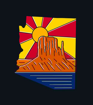 Monument Valley desert of Arizona mono line vector illustration for t shirt,badge, sticker and etc