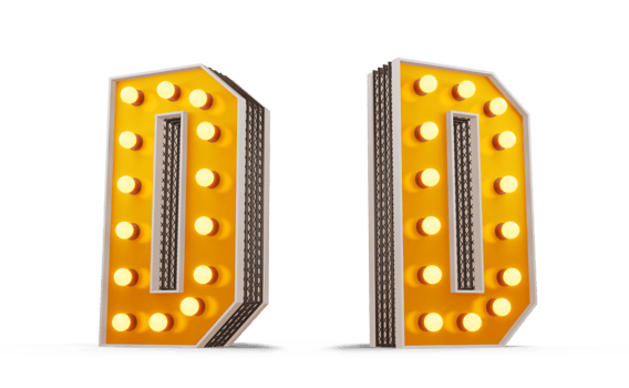 Broadway style light bulb alphabet, 3d rendering png