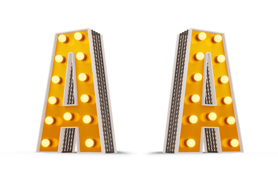 Broadway style light bulb alphabet, 3d rendering png