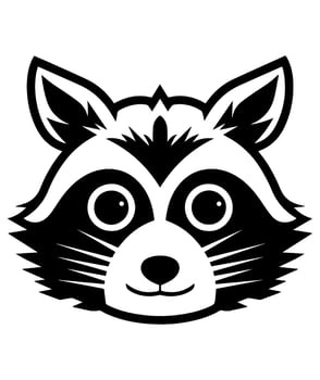 raccoon cute cartoon isolated vector glyph