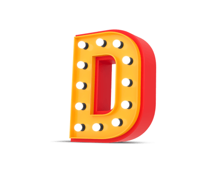 3d alphabet Broadway style with light bulb, 3d rendering png