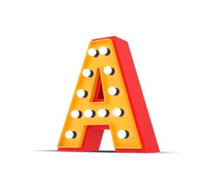 3d alphabet Broadway style with light bulb, 3d rendering png