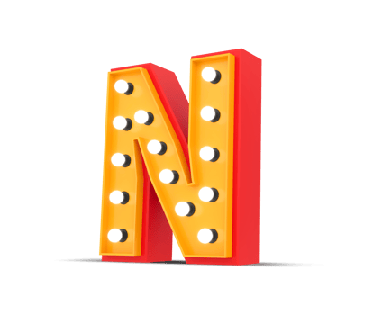 3d alphabet Broadway style with light bulb, 3d rendering png