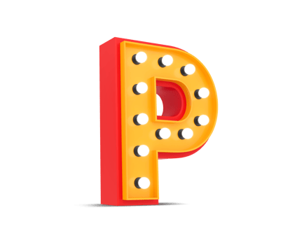 3d alphabet Broadway style with light bulb, 3d rendering png
